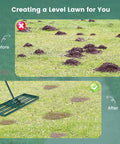 Heavy Duty Lawn Leveling Rake With Ergonomic 67 Inch Handle For Soil And Lawn Care, Wide 30 Inch By 10 Inch Landscape Rake