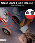 Badass B Frame Sectional Sewer Drain Cleaning Machine With Heavy Duty Cable Carrier and Rear Guide Hose for hassle free cable changes shown in use.