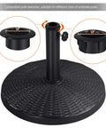 Beefed Up Heavy Duty Outdoor Umbrella Base 22 Lbs 18 Inch Round Patio Stand with interchangeable pole adapters