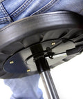 Underside view of Rolling Mechanic Stool With 300 Pound Capacity Pneumatic Height Adjustment From 15 To 20 Inches