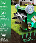 Rolling Lawn Aerator For Easy Lawn Care, Heavy Duty Push Spike Aerator Up To 55 Lbs with steel spikes on grass