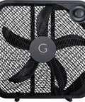 Front view of 20 Inch High Velocity Box Fan With 3 Speed Settings, Carry Handle, Durable Copper Motor For Strong Airflow And Quick Cooling
