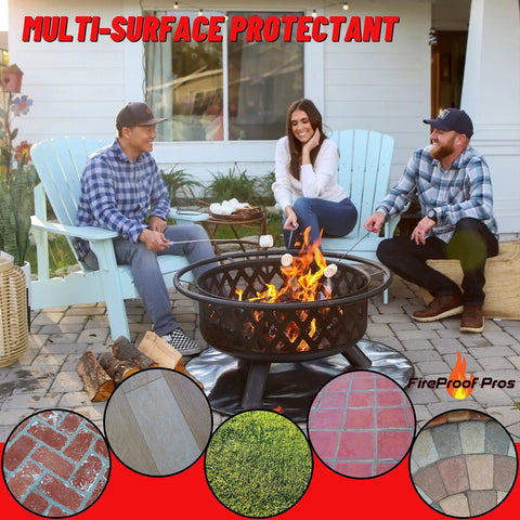 36 Inch Fire Pit Protector For Deck Or Patio Thick 6mm Heat Resistant Mat with Triple Layer Design under fire pit on patio