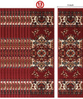 Non Slip Stair Treads Set Of 13 Oriental Peel And Stick Alfombras In Bold Red, Easy Install, 8x30 inches, pattern displayed.