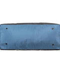 Sport 95 Mesh Dive Bag With Double Duffel Straps And Adjustable Shoulder Strap, bottom view of denim blue fabric and black lining.