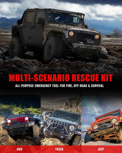 Beefed Up 3/8 Inch 100 Foot Winch Rope for 4x4 Off Road Vehicle Recovery in Muddy Terrain, Multi-scenario Rescue Kit Visible