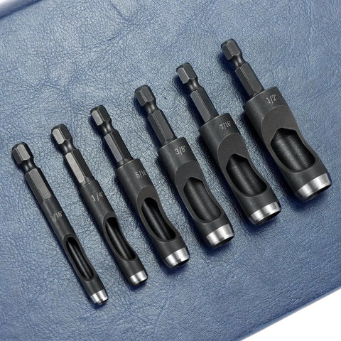 Pro Grade Leather Hole Punch Tool Set With Six Carbon Steel Punches And Drill Bits Three Sixteenth Inch To One Half Inch for DIY Projects