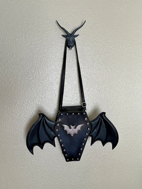 Badass Set Of Two Baphomet Coat Hooks 6 Inch Cast Iron Wall Mounts Solid Decorative Entryway Hardware Heavy Duty Gothic Room Decor Rad Metal Hook Rack For Keys And Hats Dope Vibes with bat-themed design.