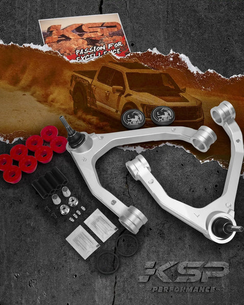 Beefed-Up Forged Upper Control Arm For Silverado Sierra 1500 2007-2018 2-Piece 2-4 Inch Adjustable Front Aluminum Control Arm With Greasable Ball Joint One-Piece Aftermarket UCA For Chevy GMC Trucks, with hardware