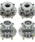 All In One Front And Rear Wheel Bearing Hub Assembly Kit For Mitsubishi Eclipse And Galant Fwd Premium Quality Bearings Easy Install OEM Grade Durability, set of four hubs.