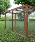 Side view of Sturdy Wooden Chicken Coop With Mesh Run For Backyard Poultry And Small Pets, Indoor Outdoor Rabbit Hutch Enclosure