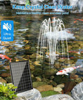 Solar Fountain Pump With Built In 3000mAh Battery Backup And 8W Solar Panel Pond Filter Kit for outdoor ponds and bird baths.