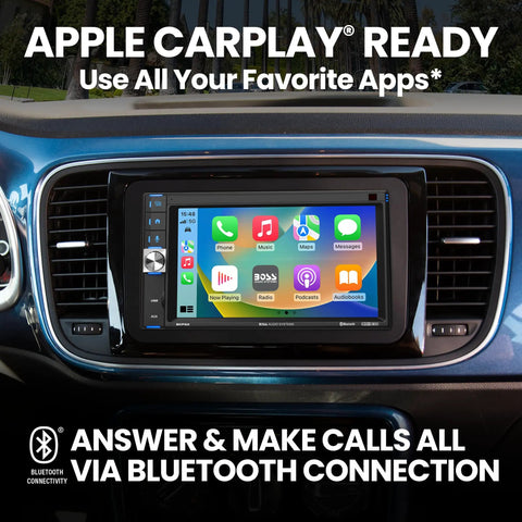 BCP62 RC Car Stereo with Apple CarPlay and Bluetooth 6.2 Inch Capacitive Touchscreen Display in double DIN dashboard