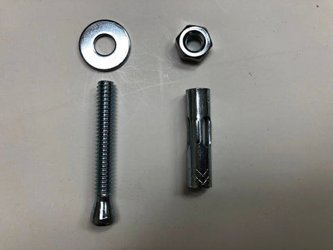 Sleeve Anchors With Nuts And Washers, Zinc Plated Steel, Hex Head, Five Sixteenth Inch By One And A Half Inch Long, Four Pack