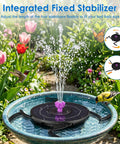 Solar Powered Fountain With 2000mAh Battery Backup, Cloudy Day Ready, Bird Bath Water Feature With 7 Nozzles in garden
