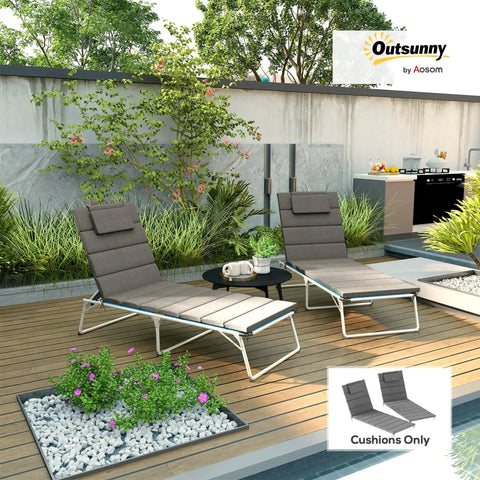 Go-To Outdoor Lounge Chair Cushions Set Of 2, 80 By 26 Inches, UPF50 Plus Fade Resistant Olefin Fabric, Charcoal Gray on patio