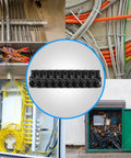 Rock Solid Dual Entry Wire Connectors With Ten Heavy Duty Ports And Slick Black Vinyl Protective Sleeve For Copper Or Aluminum Wiring in a connector arrangement.