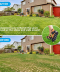 Before and after lawn view with Lawn Aerator Shoes With 26 Stainless Steel Nails Adjustable Loop Strap And Snap On Buckle