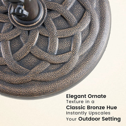 Beefy 22 Pound Heavy Duty Outdoor Umbrella Base With Weather Resistant Resin, Rust Proof Coating And Bronze Finish top view