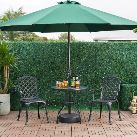 22L Round Water And Sand Filled Umbrella Base Stand No Fuss Free Standing With Built In Handle And Anti Slip Bottom on patio