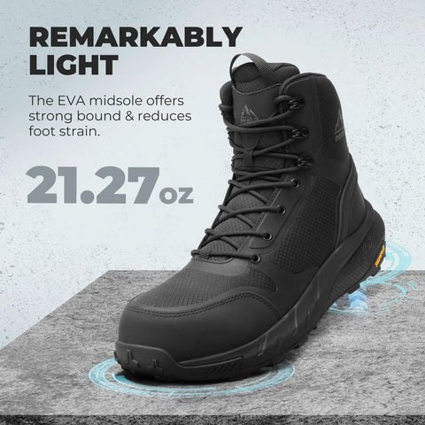 Lightweight Mens Composite Toe Work Boots With EH Electrical Hazard Protection And ASTM Impact Standards In Black Built Tough For The Daily Grind And Job Site