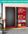 Heavy Duty Metal Storage Cabinet With Locking Doors 72 Inch Tall Wide And Deep Garage Organizer With Adjustable Shelves