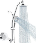 Rain Shower Head With Handheld Combo, High Pressure Dual Shower System With Sliding Bar, Adjustable Height, Chrome Finish