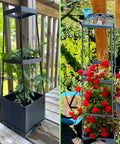 Two Pack Raised Garden Bed Tomato Planter Box With Trellis, 44.8 Inch Self Watering Cage For Climbing Plants on patio and garden