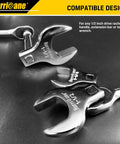 Close-up of 1/2 Inch Drive Crowfoot Wrench Set, 14 Piece Jumbo Flare Nut Tool Kit, showing compatible design with chrome finish