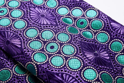African Lace Fabric 5 Yards Jacquard Guipure Embroidery Floral Lace for Party Dress Sewing with green circles and floral motifs