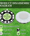Two Pack Golf Green Reader Bubble Level Hat Clip disassembly diagram showing high-precision horizontal bubble components.