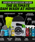 14 Piece Car Wash Arsenal Builder Kit with Foam Blaster, bucket, towels, waxes, and cleaners for pro detailing with garden hose use