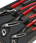 Three-Piece V-Jaw Pliers Tray Set With 7 Inch, 10 Inch, And Auto Grip 10 Inch V-Jaw Pliers displayed in foam tray