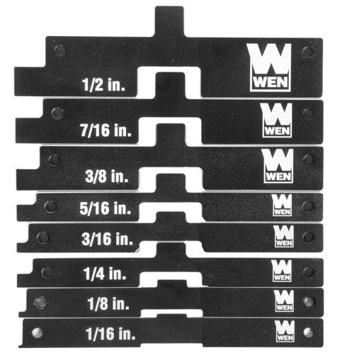 Top Shelf Anodized Aluminum Setup Blocks Eight Piece Precision Gauge Set For Router Tables And Table Saws With Laser Etched Markings Cnc Machined Woodworking Tools Includes Hard Carry Case Dead Nuts Accurate with multiple size markings.