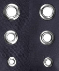 Close-up of grommets on fabric from All-in-One Grommet Tool Kit With Three Dies For One Quarter Inch, Three Eighths Inch, And One Half Inch.