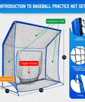 7x7 FT Baseball Softball Hitting Cage With All Angle Containment Metal Frame Elevated Base Central Target Pocket