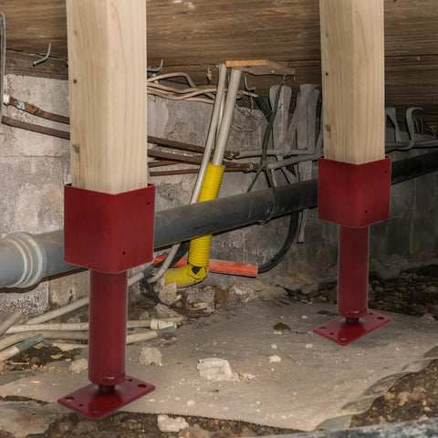 Adjustable Screw Jack Post 14.5-18.5 In For 4x4 Beams in basement, providing temporary support for renovations, 1 pack