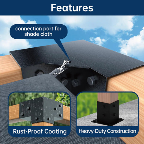 Heavy Duty Pergola Bracket Kit 4x4 Set With Four 3 Way Right Angle Corner Brackets And Four Bases, DIY Shed Gazebo Kit With Screws, Perfect For Pergolas, Wood Stands, Sheds, Metal Gazebos, Rust Resistant Finish