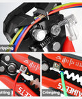 Self Adjusting Wire Stripper 3 In 1 Heavy Duty Automatic Wire Stripping Tool for 10-24 AWG cables showing stripping, cutting, crimping features
