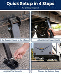 Quick setup steps for Bounce Killer RV I Beam Stabilizer Jack Cross Frame Ratchet Mount 17 To 35 Inch adjustable reach.