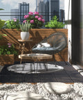 Interlocking Deck Tiles 27 Pack Outdoor Flooring 12 By 12 Inch Plastic Tiles DIY Friendly All Weather Waterproof Patio Pavers For Balcony Decor Porch Poolside Backyard Brown Non Slip Easy Install on balcony with plants and chair