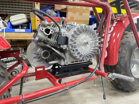 Aluminum Flywheel Upgrade For Predator 212cc And 224cc Non Hemi Engines installed on Coleman CT200U mini bike frame