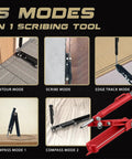 5 modes of Killer Multi Function Scribing Tool And Precision Gauge With A Built In Carpenter Pencil Rock Solid Zinc Alloy.