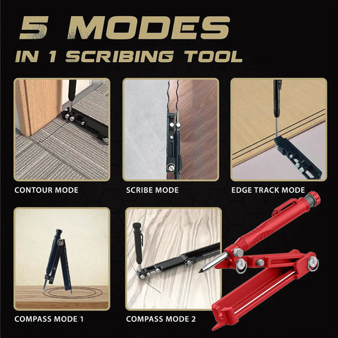 5 modes of Killer Multi Function Scribing Tool And Precision Gauge With A Built In Carpenter Pencil Rock Solid Zinc Alloy.
