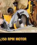 Cordless Sidewinder 20V Max Circular Saw With 6-1/2 Inch Blade, 5150 RPM Power, cutting wood on job site