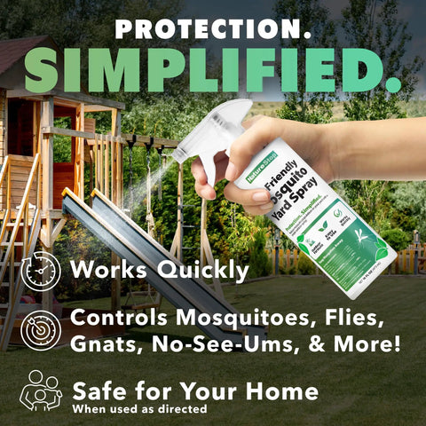 Person holding Eco Friendly Mosquito Yard Spray For Patios And Outdoor Areas, Plant Based Formula To Deter Mosquito Activity, 16 Oz
