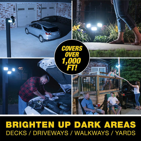 Bionic Motion Sensing Solar Powered LED Black Flood Light, Wireless Outdoor Floodlight, 2 Pack lighting various areas at night