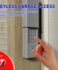 Person using Universal Garage Door Opener Keypad With Wireless Keyless Entry For Outside Use Compatible With Chamberlain LiftMaster