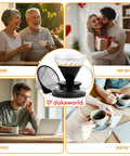 Premium Borosilicate Glass Pour Over Coffee Dripper With Reusable Stainless Steel Filter on a table, ready for coffee brewing.