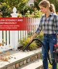 Compact Wet Dry Vacuum With 2 Point Zero Peak Hp Motor And 1 Point Five Gallon Bucket being used to clear leaves from a patio.